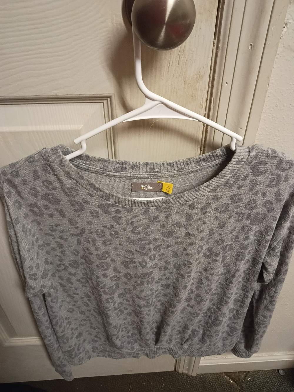 Grey Leopard Scoop-Neck Sweater - Crew & Scoop Neck